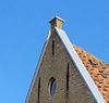 Holderhuis, een ondiep hoog hoekpand onder zadeldak tussen topgevels
