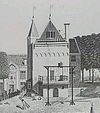 Blokhuispoort1499 - Frysk: It BlokhÃ»s.  Het Blokhuis op een tekening van H. Wensel (1783).