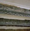 Interieur, verdieping, beschilderde balklaag, detail