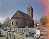 Overzicht noordoostgevel met kerktoren en kerkhof - Eestrum - 20345878 - RCE -  Nederlands Hervormde Kerk: Overzicht noordoostgevel met kerktoren en kerkhof (opmerking: Gefotografeerd voor Monumenten In Nederland Friesland) 