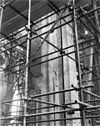 Pijlers tijdens restauratie - Arnhem - 20024689 - RCE -  Eusebius- of Grote Kerk (Nederlands Hervormd): Pijlers tijdens restauratie 