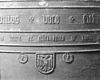 Detail van de St.Eusebius- en Martinusklok, 1477 gegoten door Geert van Wou en Gobel Moer - Arnhem - 20024809 - RCE -  Eusebius- of Grote Kerk (Nederlands Hervormd): detail van de St.Eusebius- en Martinusklok, 1477 gegoten door Geert van Wou en Gobel Moer 