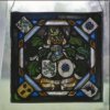 Interieur, herdenkingsraam, glas-in-lood, met wapens Van Nispen-Ruys de Beerenbrouck