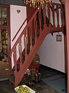Stairs with convex and concave steps - side view -  There is a limited space to build stairs in the house. In order to create the illusion for the stairs to look less steep, the steps change from a concave to a convex form. 