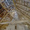 Interieur gebouw I, overzicht kapconstructie, voor restauratie - Loo - 20334630 - RCE -  VLOEDSCHUUR: Interieur gebouw I, overzicht kapconstructie, voor restauratie 
