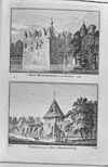 Gravure van het kasteel met poortgebouw en de voorburcht uit 