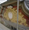 Theekoepel in de steigers, detail daklijst, tijdens restauratie