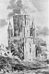 De Drogenapstoren zonder spits te Zutphen, vermoedelijk naar H.van Spies (1775-1841), ongedateerd - Zutphen - 20226440 - RCE -  Drogenapstoren: De Drogenapstoren zonder spits te Zutphen, vermoedelijk naar H.van Spies (1775-1841), ongedateerd 