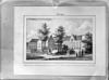 Doofstommen Instituut naar litho's in het Stedelijk Museum - Groningen - 20093860 - RCE -  Het Guyotplein in Groningen. Links het Guyotmonument (rm 18478), rechts Guyotplein 3 (rm 18477), dat deel uitmaakte van het Koninklijk Instituut voor Doofstommen. Naar litho's in het Stedelijk Museum. 