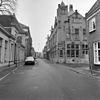 Overzicht Pelsterstraat - Kleine Pelsterstr. - Groningen - 20092324 - RCE -  Pelsterstraat/hoek Kleine Pelsterstraat, Groningen, 1980. Rechts de vm. Oppenheimbank (rm 486141), links het Pelstergasthuis (rm 18654). 