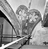 Detail schildering noord-west hoek gewelf voormalige viering oudste en latere periode - Westeremden - 20254196 - RCE -  Nederlands Hervormde Kerk: detail schildering noord-west hoek gewelf voormalige viering oudste en latere periode 