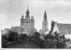 Van links naar rechts gezien vanuit het westen- het westwerk van de St. Servaaskerk en de toren van de St. Janskerk te Maastricht - Maastricht - 20145551 - RCE -  Sint Servaaskerk/ Sint Janskerk: Van links naar rechts gezien vanuit het westen: het westwerk van de St. Servaaskerk en de toren van de St. Janskerk te Maastricht (opmerking: Repro van oudere foto) 