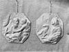 Twee loden plaquettes met de evangelisten Johannus en Mattheus - Maastricht - 20146918 - RCE -  Sint Mathiaskerk: Twee loden plaquettes met de evangelisten Johannus en Mattheus 