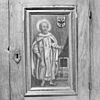 Interieur kapel, afbeelding Sint-Gerlachus, op deurpaneel offerblok - Roermond - 20344013 - RCE -  Landgoed Sint Gerlach: Interieur kapel, afbeelding Sint-Gerlachus, op deurpaneel offerblok (opmerking: Gefotografeerd voor Landgoed Sint-Gerlach, A.G. Schulte en A.A.M. Warffemius, bladzijde 268) 