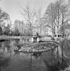Vijver in kloostertuin, de voormalige economietuin, met huisje op eilandje - Simpelveld - 20329815 - RCE -  Klooster Loreto: Vijver in kloostertuin, de voormalige economietuin, met huisje op eilandje 