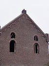 Boxmeer Rijksmonument 518559 fabriek, top gevel.JPG -  Boxmeer Rijksmonument 518559 opslagruimte Stationsweg 20, top gevel 