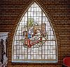 Begane grond, glas-in-lood raam met religieuze voorstelling - Rosmalen - 20332323 - RCE -  Coudewater: Begane grond, glas-in-lood raam met religieuze voorstelling 