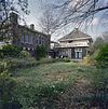 Overzicht achtergevel villa met tuin en zijgevel van de fabriek - Dongen - 20337018 - RCE -  Stoomfabriek En Schoenenfabriek Smits En Cie: Overzicht achtergevel villa met tuin en zijgevel van de fabriek 