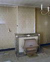 Interieur kamer linksvoor, overzicht schouw met gaskachel - Terheijden - 20345267 - RCE -  Dubbele woning/ Schouw: Interieur kamer linksvoor, overzicht schouw met gaskachel 
