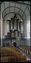 Interieur, aanzicht orgel, orgelnummer 676 - Heusden - 20349252 - RCE -  Sint Catharinakerk: Interieur, aanzicht orgel, orgelnummer 676 (opmerking: Gefotografeerd voor Het Historische Orgel in Nederland 1819-1840, bladzijde 201) 