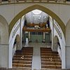 Interieur overzicht naar het westen met orgel, foto vanuit de koepel gezien - Steenbergen - 20321067 - RCE -  Sint Gummaruskerk: Interieur overzicht naar het westen met orgel, foto vanuit de koepel gezien (opmerking: Kanjerproject) 