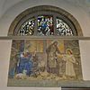 Interieur zuider transept, schildering met glas in loodraam - Tilburg - 20338536 - RCE -  Kerk/pastorie: Interieur zuider transept, schildering met glas in loodraam 
