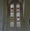 Interieur voormalig koor, glas in loodramen met avondmaalssymboliek - Tilburg - 20330725 - RCE -  Patronaat St. Joseph: Interieur voormalig koor, glas in loodramen met avondmaalssymboliek 
