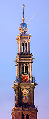 WestertorenAmsterdam -  The 'Westertoren' is the highest church tower in Amsterdam (89m), and a landmark structure for this city in Holland (the Netherlands). Building was finished in 1637 and designed by the famous Dutch architect Hendrick de Keyser, but probably finished by Jacob van Kampen in a different shape, this was the tower Anne Frank was able to see from her room in the 'Achterhuis' and chiming of the carillon was a source of comfort to her as mentioned in her diary. The resolution of the original photograp…