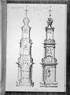 Tekening van toren, opstand en doorsnede bovendeel - Amsterdam - 20013239 - RCE -  Westerkerk: Tekening van toren, opstand en doorsnede bovendeel (opmerking: Naar Oude bestaande gebouwen) 