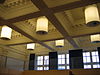 WLM - Minke Wagenaar - 2004 Barlaeus Opening 15 - Gerestaureerd plafond van de aula met nieuwe lampen met geÃ¯ntegreerde luchtbehandeling. Feestelijke opening van het gerestaureerde Barlaeus Gymnasium op 26 november 2004 door burgemeester Cohen. In 1884-1885 tot stand gekomen eerste stedelijk GYMNASIUM met de voorgevel aan de zijde van de Weteringschans en achtergevel aan de Zieseniskade. Vanaf 1927 'Barlaeusgymnasium' genoemd. Gebouwd naar een ontwerp van de architecten W. Springer en J.B. Springer in een gemengde stijl van neo- classicisme e…