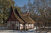 Artis Minangkabauhuis 1 -  Artis, Amsterdam. Vrijstaande houten stal in vakwerkstructuur, het Minangkabauhuis in 1916 gebouwd, in navolging van de huizen in de Padangse bovenlanden van Sumatra. 