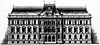Ch. Posthumus Meyjes HIJSM Building Amsterdam -  Hollandsche IJzeren Spoorweg-Maatschappij Headquarters, Droogbak 1, Amsterdam, front elevation. Engraving.  Administratiegebouw van de Hollandsche IJzeren Spoorweg-Maatschappij, Droogbak 1, Amsterdam, voorgevel. Gravure. From / Afkomstig uit: De Opmerker, vol. 18, nr. 9 (3 March / maart 1883).
