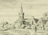 Martinusker Schellinkhout Pronk 1729 -  Detail van een prent van Cornelis Pronk van Schellinkhout met Martinuskerk