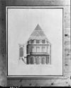 Dwarsdoorsnede Ovale zaal, tekening door L. Viervant, in het Teylers Museum - Haarlem - 20096591 - RCE -  Teylerstichting: Dwarsdoorsnede Ovale zaal, tekening door L. Viervant, in het Teylers Museum 