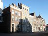 Damstraat met Teylers Fundatiehuis en Waag -  Damstraat with second from left the Teylers fundatiehuis and on the right the Waag. 