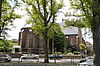 Noorderkerk Hoorn 22452 oostzijde -  Noorderkerk, Hoorn, vanaf de Veemarkt met omheind kerkhof.