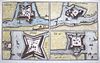 Lambert van den Bos - Forten Uitermeer - Hinderdam - Nieuwerbrug - Gouwsluis - Tooneel des Oorlogs 1675 -  Handgekleurde gravure 