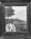 Schilderij - Zwolle - 20230067 - RCE -  Vrouwenhuis: schilderij landschap met tuinbeeld 