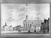 En markt. Gewassen pentekening door R.Vinkeles naar P. van Liender - Amersfoort - 20009086 - RCE -  Sint Joriskerk: en markt. Gewassen pentekening door R.Vinkeles naar P. van Liender 