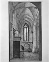 Interieur buitenste zuidelijke zijbeuk naar het westen, reproductie van tekening door P.Saenredam 1644, verzameling Royal Museum Kopenhagen - Rhenen - 20186281 - RCE -  Cunerakerk En Toren: interieur buitenste zuidelijke zijbeuk naar het westen, reproductie van tekening door P.Saenredam 1644, verzameling Royal Museum Kopenhagen 
