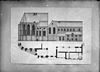 Kerk, noord-zijde, plattegrond en opstand, tekening in Gemeente archief topografische atlas nummer 734 - Utrecht - 20232647 - RCE -  Sint Janskerk: kerk, noord-zijde, plattegrond en opstand, tekening in Gemeente archief topografische atlas nummer 734 