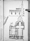 Kerk, plattegrond en opstand naar tekening in het HS-Calkoen in het Gemeente archief Utrecht - Utrecht - 20232655 - RCE -  Sint Janskerk: kerk, plattegrond en opstand naar tekening in het HS-Calkoen in het Gemeente archief Utrecht 