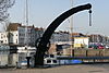 Fairbairn kraan Rotterdamsekaai Middelburg 1 -  Havenkraan (loskraan) aan de Rotterdamsekaai in Middelburg van het type Fairbairn crane, gebouwd in 1861 door ijzergieterij De Prins van Oranje van weduwe A. Sterkman & Zoon te 's-Gravenhage 