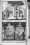 Prent met 2 afbeeldingen- boven 'Joodsche Synagoge' en onder- 'Begraafplaats der Hoogd. Joden' - Middelburg - 20154707 - RCE -  Synagoge/ Diversen Synagogen: Prent met 2 afbeeldingen: boven 'Joodsche Synagoge' en onder: 'Begraafplaats der Hoogd. Joden' 