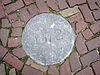 0956 Bpark to35 grondsteen 1572.JPG -  Vlissingen, Bellamypark tegenover nr 35, grondsteen 1572 op plaats waar galg stond. 