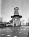 Ronde stenen stellingmolen in ontwiekte staat van opzij gefotografeerd - Delft - 20053269 - RCE -  De Roos: Ronde stenen stellingmolen in ontwiekte staat van opzij gefotografeerd 
