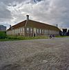 Overzicht voorgevel en linker zijgevel - Leiden - 20338212 - RCE -  Voormalig Pesthuis: Overzicht voorgevel en linker zijgevel (opmerking: Herbestemming) 