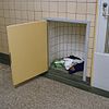 Int. vast kastdeurtje met ronde kastruimte in de gang dienstgedeelte - Rotterdam - 20319132 - RCE -  Huis Sonneveld: Int. vast kastdeurtje met ronde kastruimte in de gang dienstgedeelte (opmerking: Bij publicatie is toestemming nodig van Buro vd Broek & Bakema (tel.: 010-4134780)) 