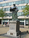 Erasmus-Grote Kerkplein Rotterdam -  The oldest bronze statue in Holland, representing Desiderius Erasmus, designed by Hendrik de Keyser in 1672, forged by Jan Cornelis Ouderogge of Rotterdam in the 