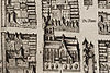 Bartholomeuskerk en weeshuis in Schoonhoven kaart Blaeu 1649 -  Grote of Bartholomeuskerk met daar tegenover het oude weeshuis van Schoonhoven, detail kaart van Schoonhoven